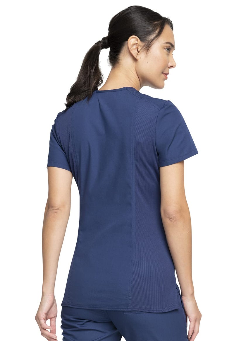 Cherokee womens Workwear Core Stretch Mock Wrap Shirt Medical Scrubs, Navy, X-Large US - Image 4
